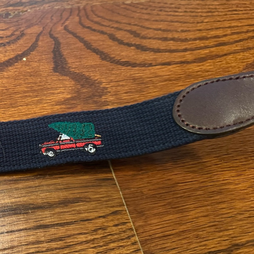NWT J Crew Belt - Christmas Truck and Tree Embroidered/Leather back - Size 40 - Picture 8 of 13